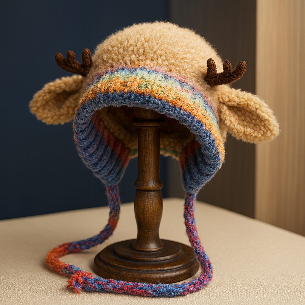 Arvio™ Plush Winter Deer Beanie